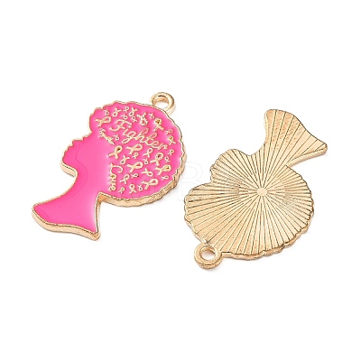 Breast Cancer Awareness Ribbon Zinc Alloy Enamel Pendants ENAM-I079-02G-10-1
