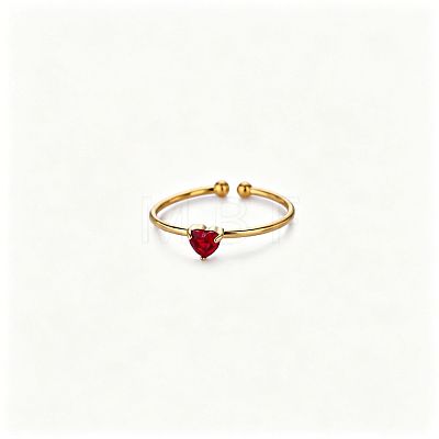 Adjustable Birthstone 304 Stainless Steel Micro Pave Cubic Zirconia Cuff Open Rings WGB2F1D-07-1