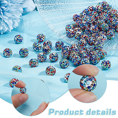 100Pcs Polymer Clay Pave Rhinestone Beads RB-PH0001-38A-1