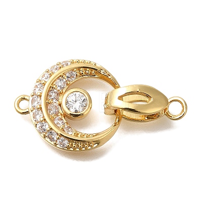 Brass Micro Pave Clear Cubic Zirconia Fold Over Clasps LS-KK-K389-127G-1