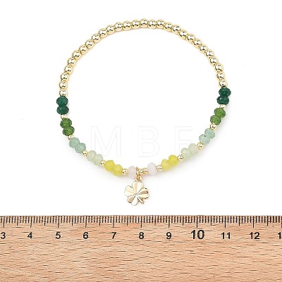 Clover Brass Charm Bracelets BJEW-JB13636-1