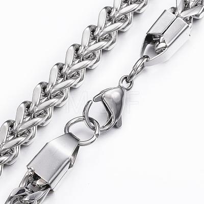 304 Stainless Steel Wheat Chain Necklaces NJEW-H445-10P-1