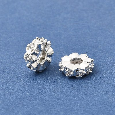 Brass Micro Pave Clear Cubic Zirconia Spacer Beads KK-Z156-13S-01-1
