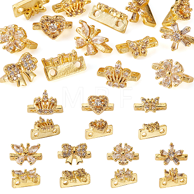 14Pcs 7 Style Rack Plating Brass Pave Cubic Zirconia Slide Charms KK-TA0001-36-1