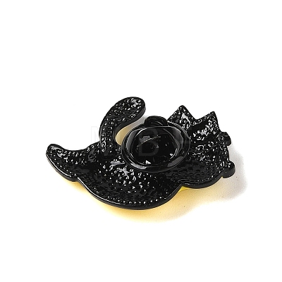 Black Zinc Alloy Rhinestone Brooches JEWB-E037-01EB-01-1