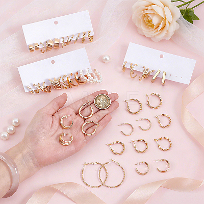 24 Pairs Zinc Alloy Stud Earring & Hoop Earring Sets EJEW-UN0005-42B-1