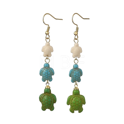 Dyed Tortoise Synthetic Turquoise Dangle Earrings EJEW-JE07362-03-1