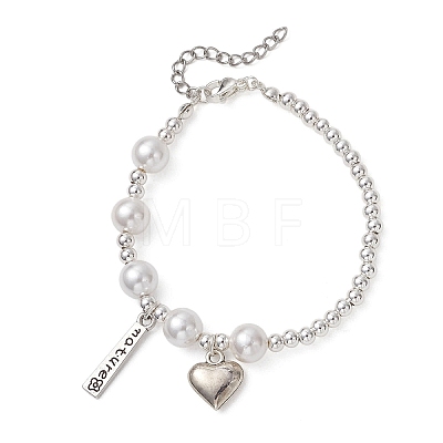 Mother's Day Heart Alloy Charm Bracelets BJEW-JB13133-1