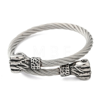 Fist 304 Stainless Steel Twisted Rope Shape Bangles for Women Men BJEW-D304-02AS-01-1