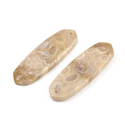 Natural Fossil Coral Pendants G-B187-01C-10-1