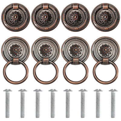 8Pcs Flower Zinc Alloy Cabinet Handles AJEW-FH0006-30A-1
