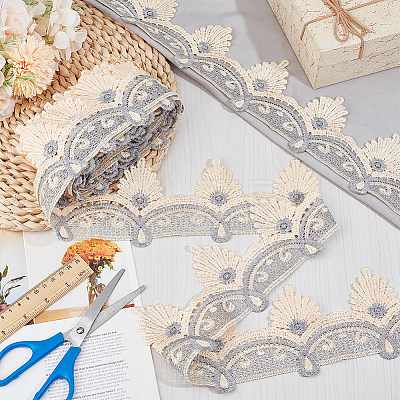 7.5 Yards Polyester Flower Lace Trim OCOR-OC0001-53B-1