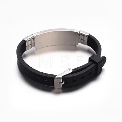 Jewelry Black Color Rubber Cord Bracelets BJEW-G468-26-1