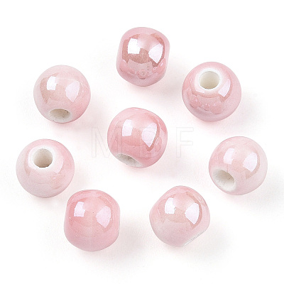 Pearlized Handmade Porcelain Round Beads PORC-S489-6mm-16-1