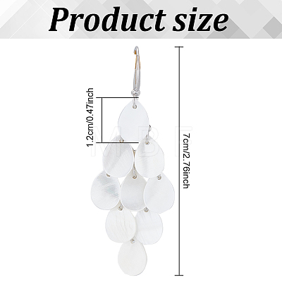 2 Pairs 2 Colors Natural Shell Teardrop Cluster Dangle Earrings EJEW-AN0001-69-1