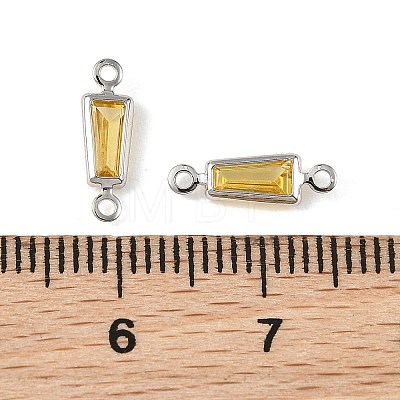 SHEGRACE Brass Pave Cubic Zirconia Trapezoid Connector Charms XGRQ2O984-444C-P-1