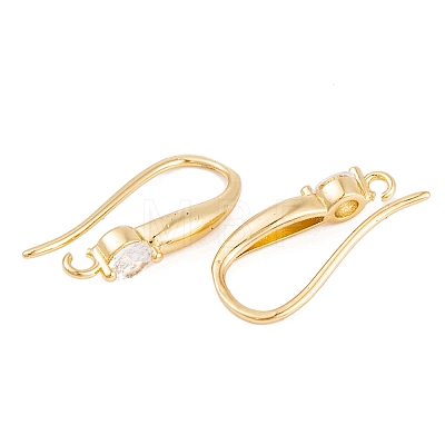 Rack Plating Brass Cubic Zirconia Earring Hooks KK-S374-05G-05-1