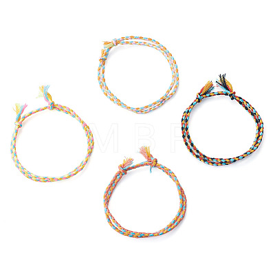 4Pcs 4 Colors Bohemian Cotton Cord Braided Bracelets BJEW-TA0001-26-1