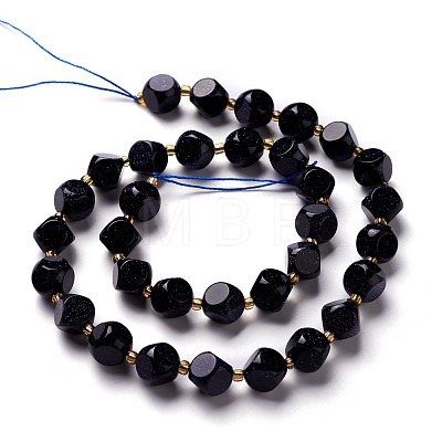 Synthetic Blue Goldstone Beads Strand G-M367-36C-1
