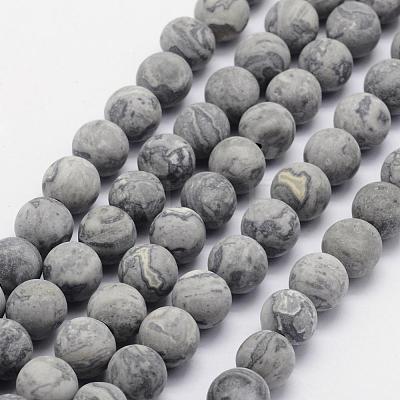 Natural Map Stone/Picasso Stone/Picasso Jasper Beads Strands G-F518-16-8mm-1