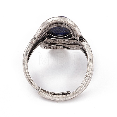 Oval Natural Lapis Lazuli Adjustable Rings RJEW-E067-06AS-1