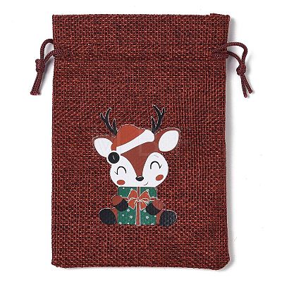 Christmas Theme Jute Cloth Storage Bags ABAG-F010-01A-06-1