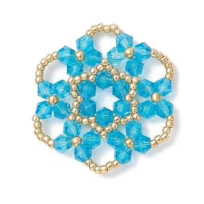 Glass Seed Beaded Pendants PALLOY-MZ01245-02-1