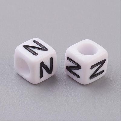 Acrylic Horizontal Hole Letter Beads PL37C9308-N-1