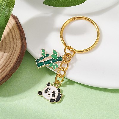 Panda & Bamboo Alloy Enamel Pendant Keychains KEYC-JKC00629-02-1