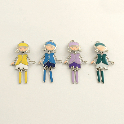 Cute Girl Zinc Alloy Enamel Big Pendants ENAM-R038-01-NF-1