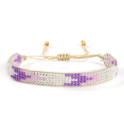 Arrow Glass Seed Bead Adjustable Bracelets. Nylon Thread Braided Bracelets for Women BT6903-2-1