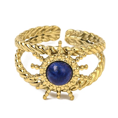 Natural Lapis Lazuli Finger Rings RJEW-Q822-56G-02-1