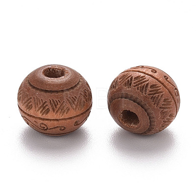 Painted Natural Wood Beads X-WOOD-N006-02A-02-1