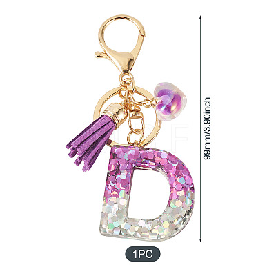 Alloy Resin Heart Keychains KEYC-TADJ0002-01G-D-1