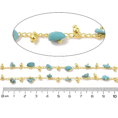 Brass & Synthetic Turquoise Link Chain CHC-A009-01G-1