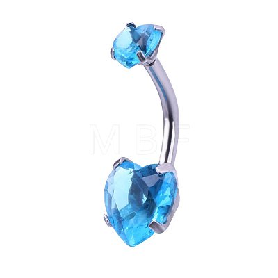 Heart Cubic Zirconia Belly Button Rings WG98059-04-1