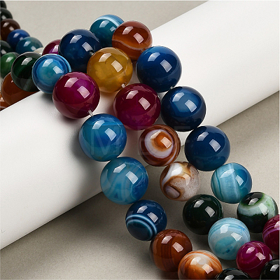 1 Strand  Natural Banded Agate Graduated Beads Strands G-PA0002-04A-1