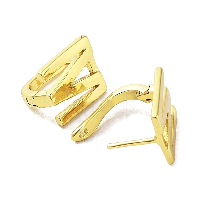 Brass Letter Stud Earrings for Women EJEW-A038-01M-G-1