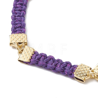 Braided Waxed Polyester Rectangle Link Chain Bracelets BJEW-JB10000-03-1