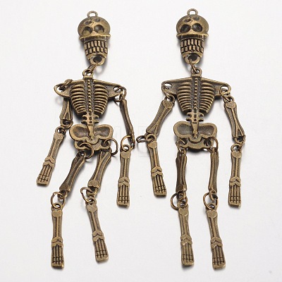 Human Skeleton Tibetan Style Alloy Big Pendants X-PALLOY-K110-38AB-NR-1