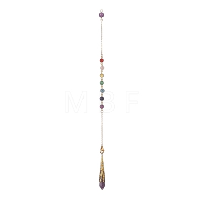 Mixed Gemstone Pointed Dowsing Pendulums PALLOY-JF02047-1