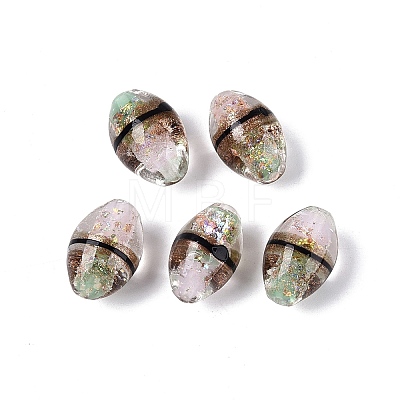 Two Tone Color Handmade Foil Glass Beads FOIL-Q001-01G-1