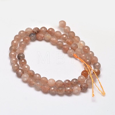 Faceted Natural Multi-Moonstone Round Bead Strands G-F266-22-6mm-1