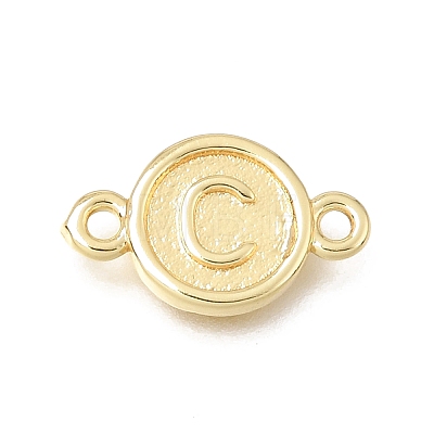 Brass Disc with Initial Links Connector Charms KK-E802-36G-C-1