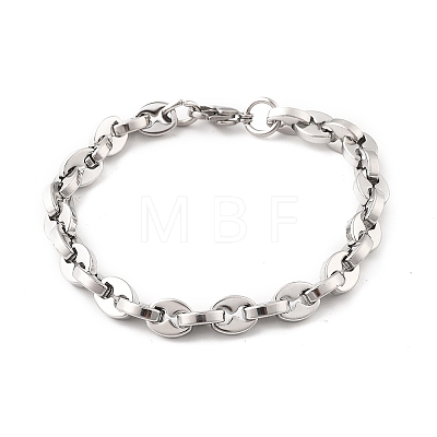 304 Stainless Steel Coffee Bean Chain Bracelets for Women Men BJEW-F488-01P-02-1