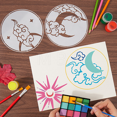 12Pcs 12 Styles Moon & Cloud & Star PET Plastic Hollow Out Drawing Painting Stencils Templates DIY-WH0349-200-1