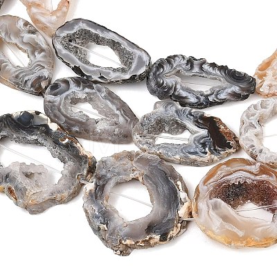Natural Druzy Agate Slice Beads Strands G-K381-A02-1