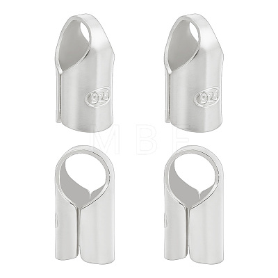 4Pcs Column Sterling Silver Cord Ends STER-BC0004-47S-1