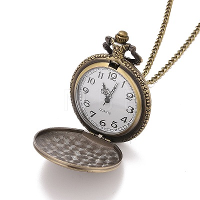 Alloy Flat Round with DAD Pendant Necklace Pocket Watch WACH-N012-22-1