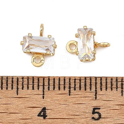 SHEGRACE Brass Pave Cubic Zirconia Rectangle Connector Charms XGRQ2O372-438A-G-1